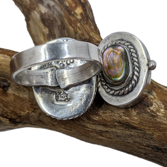*SOLD* Taxco Abalone 925 Sterling poison ring - Picture 5 of 7
